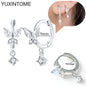 925 Sterling Silver Ear Needle Fashion Hoop Earrings White Crystal Luxury Women's Silver Earrings Wedding Women's Jewelry Gift