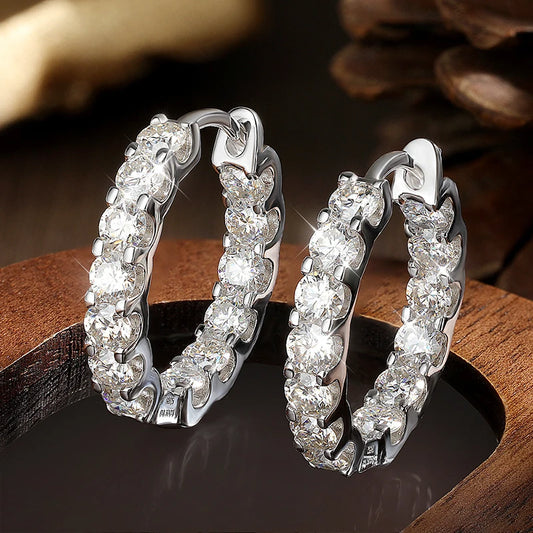 KNOBSPIN 2.6ct D Color Moissanite Earring 925 Sterling Sliver Plated White Gold Hoop Earring for Women Wedding Party Jewelry - Teglex
