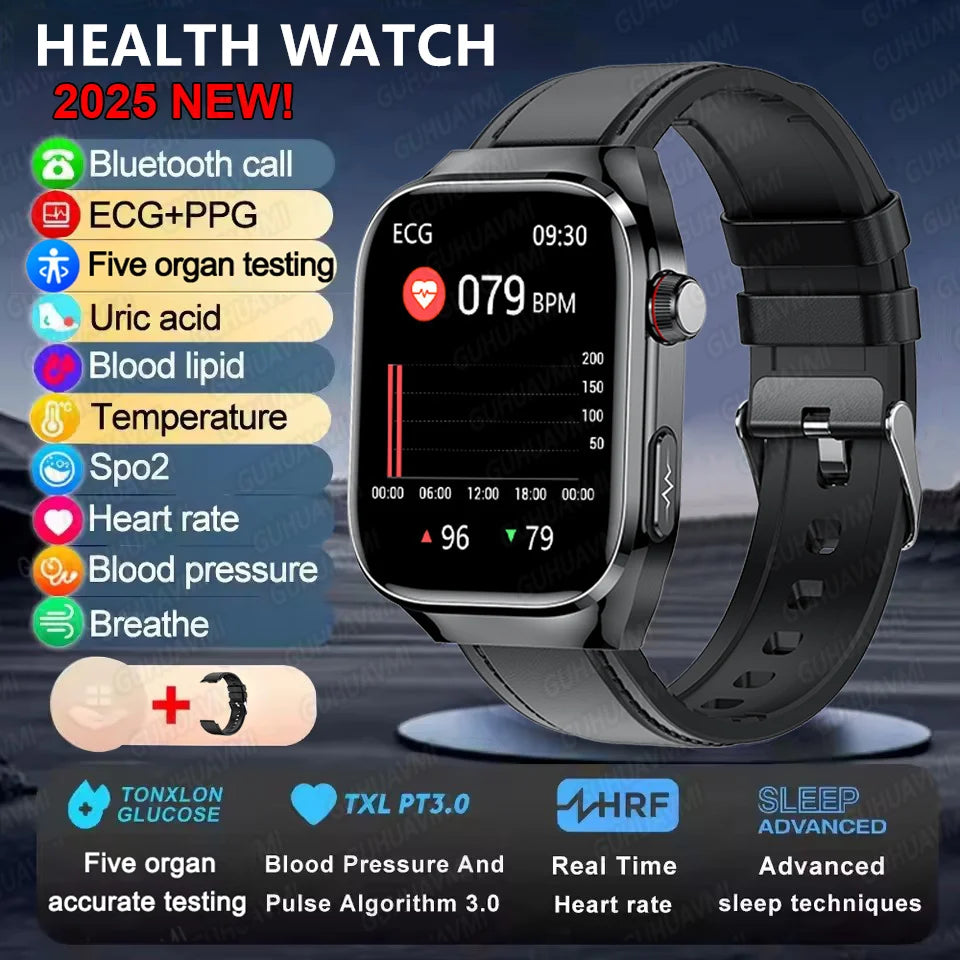 2025 Neue Mikro-Vorsorgeuntersuchung Smartwatch für Herren Harnsäure Körperfett Fünf-Organe-Gesundheitsuhr Bluetooth-Anruf Smart-Armband