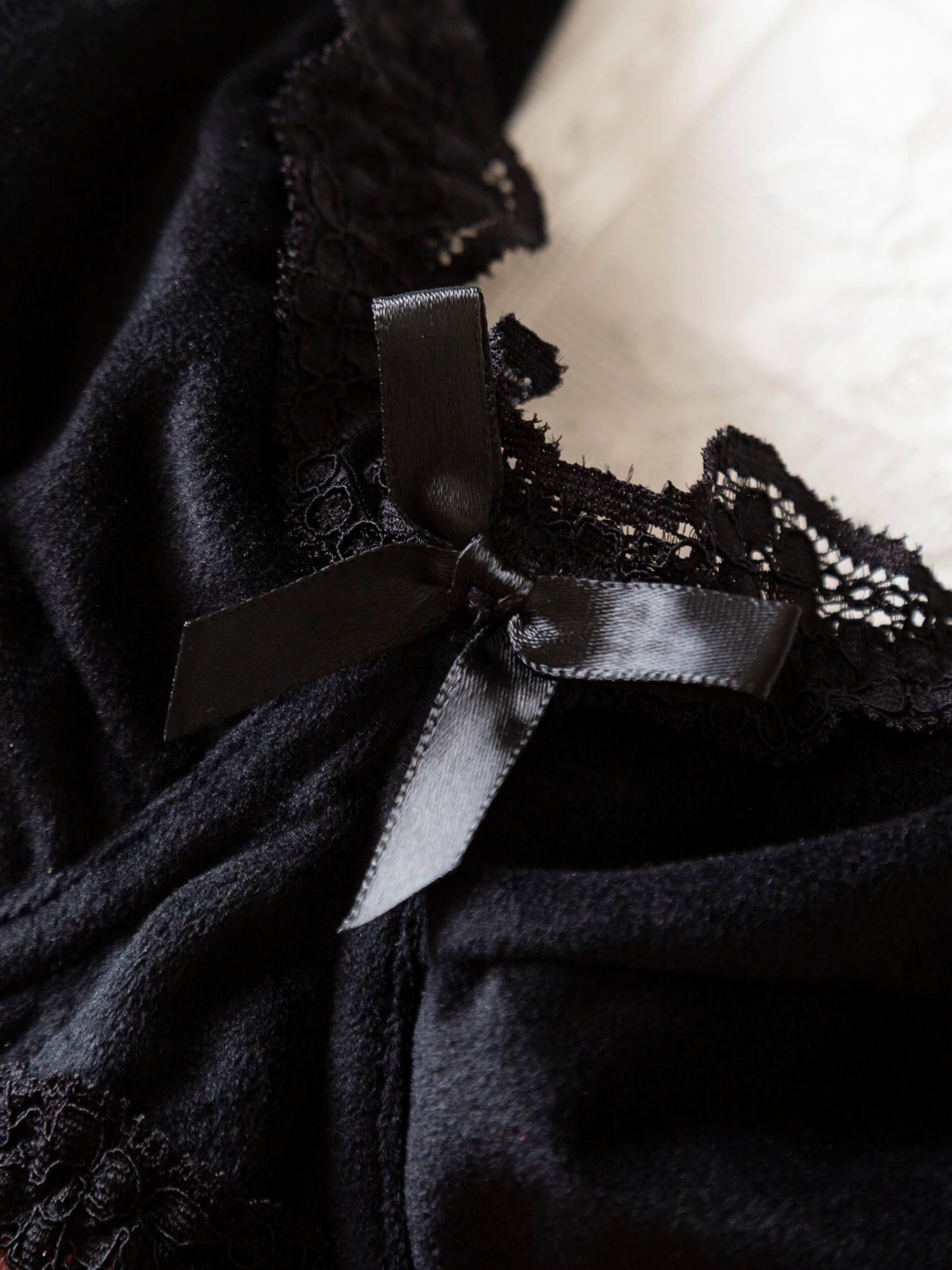 Black Lace Bow-Tied French Sexy Pure Desire Bra And Panties Set Butterfly Knot Unique Underwear Two-Piece Set