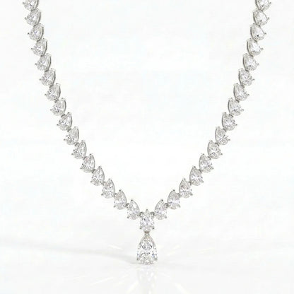 Pear Cut Moissanite Necklace S925 Silver 18K Gold Plated