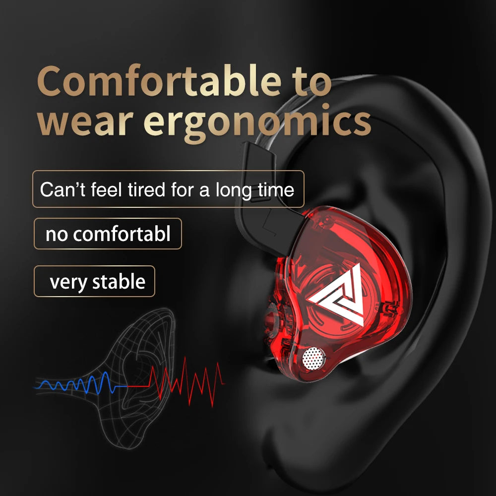Original QKZ AK6 In-Ear-Kopfhörer mit 6 dynamischen Treibern und Mikrofon, Stereo-Sport-HIFI-Subwoofer-Headset, Monitor-Ohrhörer