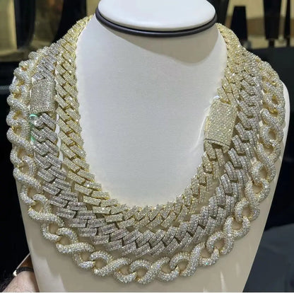 Modeschmuck Iced out 925er Sterlingsilber 4 Reihen VVS Moissanite Benutzerdefinierte Farbe Bling Cuban Gliederkette Halskette