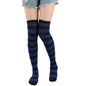 1 Paar stylische knielange JK-Socken, Damen-Streifensocken, hohe Socken, Mädchen-Oberschenkel-Socken. Mehrfarbige gestreifte niedliche Socken