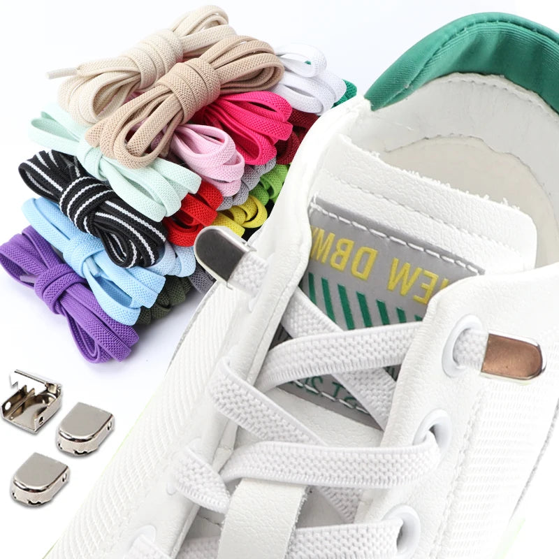 Gummiband-Schnürsenkel ohne Binden, Einheitsgröße für Erwachsene und Kinder, Sportschuh-Schnürsenkel, schnürsenkellos, flach, dehnbar