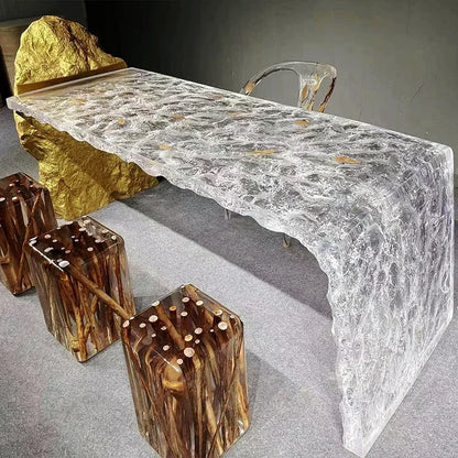 Teglex Epoxy Crystal Coffee Table | Live-Edge Solid Walnut & Rosewood
