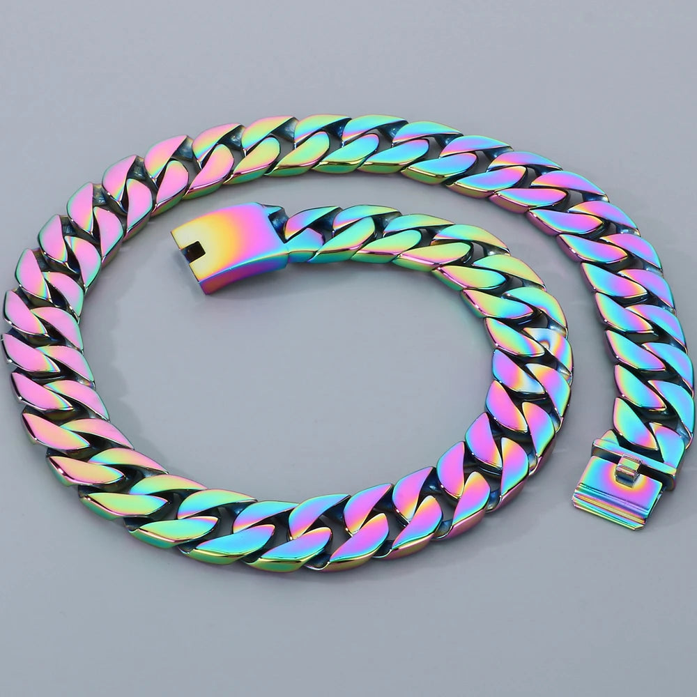 Men's 72CM Long 24MM Wide Curb Cuban Link Chain Necklaces Heavy Stainless Steel On Neck Chains for Man Party Jewelry Gifts Male