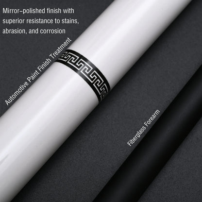 White Fiberglass Pool Stick with Dragon Artwork & Premium Automotive Paint Grip