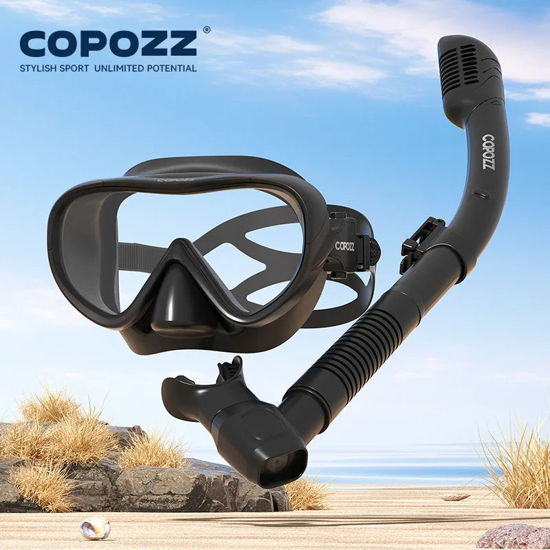 COPOZZ Professional  Diving Mask Full Vision Mask Underwater Snorkel Mask Set Swimming Snorkel HD Anti Fog Diving Equipment