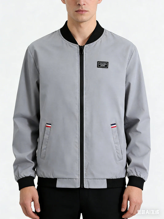 Herren Freizeitjacke Neue Frühling Herbst Einfarbige Und Bequeme Reißverschluss-Stil Mode Winddichte Jacke