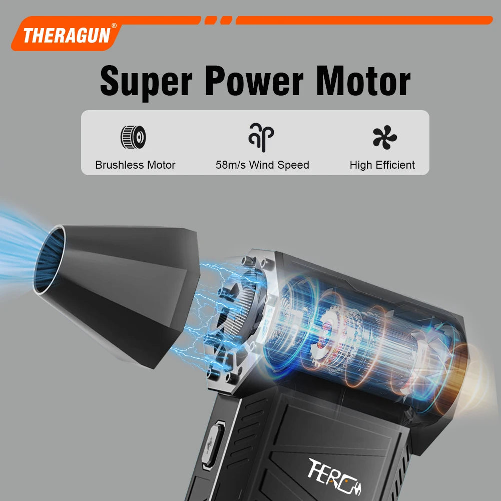 Updated X3Ultra Turbo Fan Jet,Mini Handheld 180000RPM Powerful Compressed air Duster for Car Dryer/PC/Home Cleaning-THERAGUN