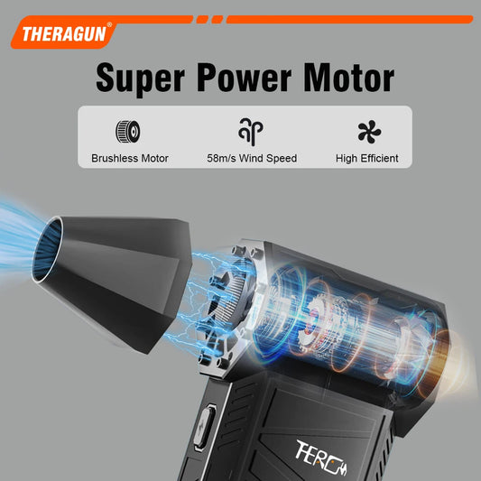 Updated X3Ultra Turbo Fan Jet,Mini Handheld 180000RPM Powerful Compressed air Duster for Car Dryer/PC/Home Cleaning-THERAGUN