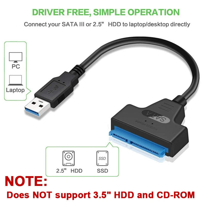 SATA to USB 3.0 Cable – 2.5" HDD SSD Adapter 6Gbps