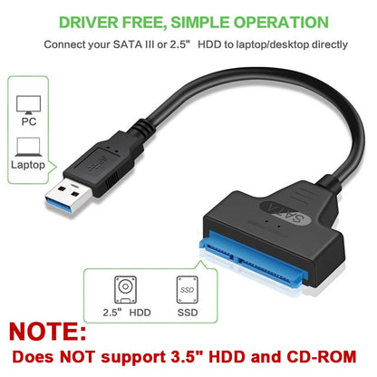 SATA to USB 3.0 Cable – 2.5" HDD SSD Adapter 6Gbps