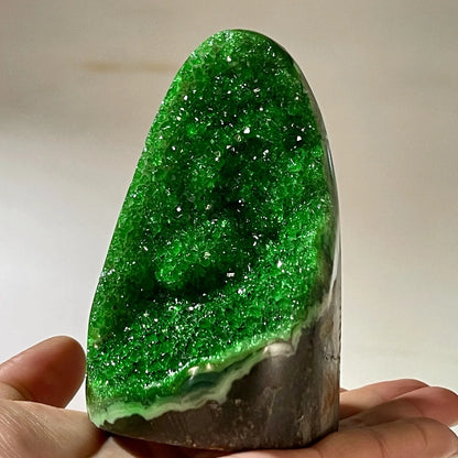 Green Crystal Cluster Geode Wand | Mystical Office Gift