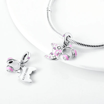 Charm 925 Sterling Silver Pink Pendant Charm Fit Original Charm Bracelet Necklace Beads DIY Jewerlry Accessories