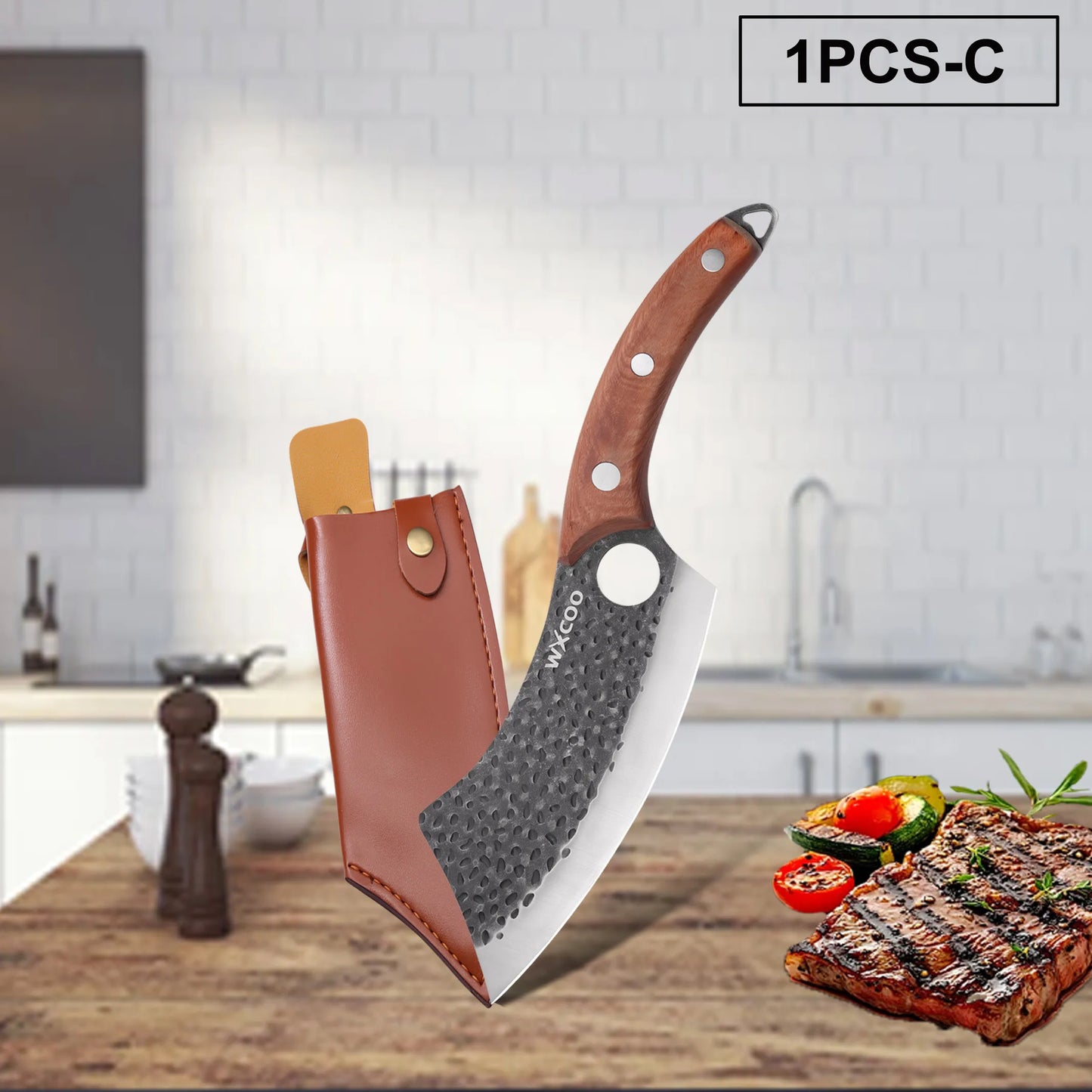 Professional Kitchen Forged Knife BBQ Cooking Chef Knives Wooden Handle Meat Cleaver Fruit Cutter Boning Knife Kitchen Supplies