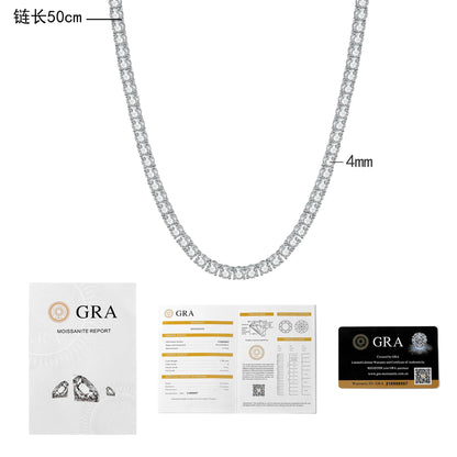 Moissanite Tennis Necklace 18K Gold PT950 Hip Hop