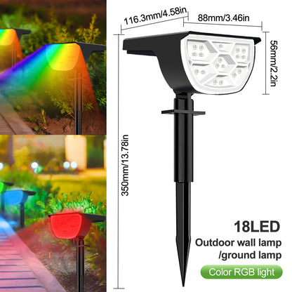 Outdoor 72/68 LED Solar-Landschaftsstrahler IP65 Wasserdichtes Solarlicht mit 3 Modi Solar-Gartenbeleuchtung für den Außenbereich