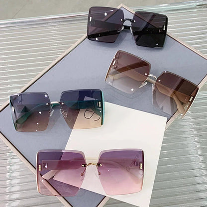 Neue randlose quadratische Sonnenbrille Damen Marken Designer Fashion Sonnenbrille Damen Outdoor Fahrbrille UV400 Oculos De Sol