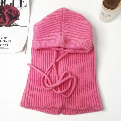 Women Knitted Balaclava Fashion Fake Collar Shawl Hooded Hat Thick Warm Beanines Winter Hat official website tool undefine