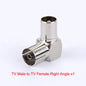 F Type to TV IEC 90 Degree Male Plug Female Jack RF Coaxial Adapter Splitter Gold Plated Connector for Cable TV Satellite TV DVR
