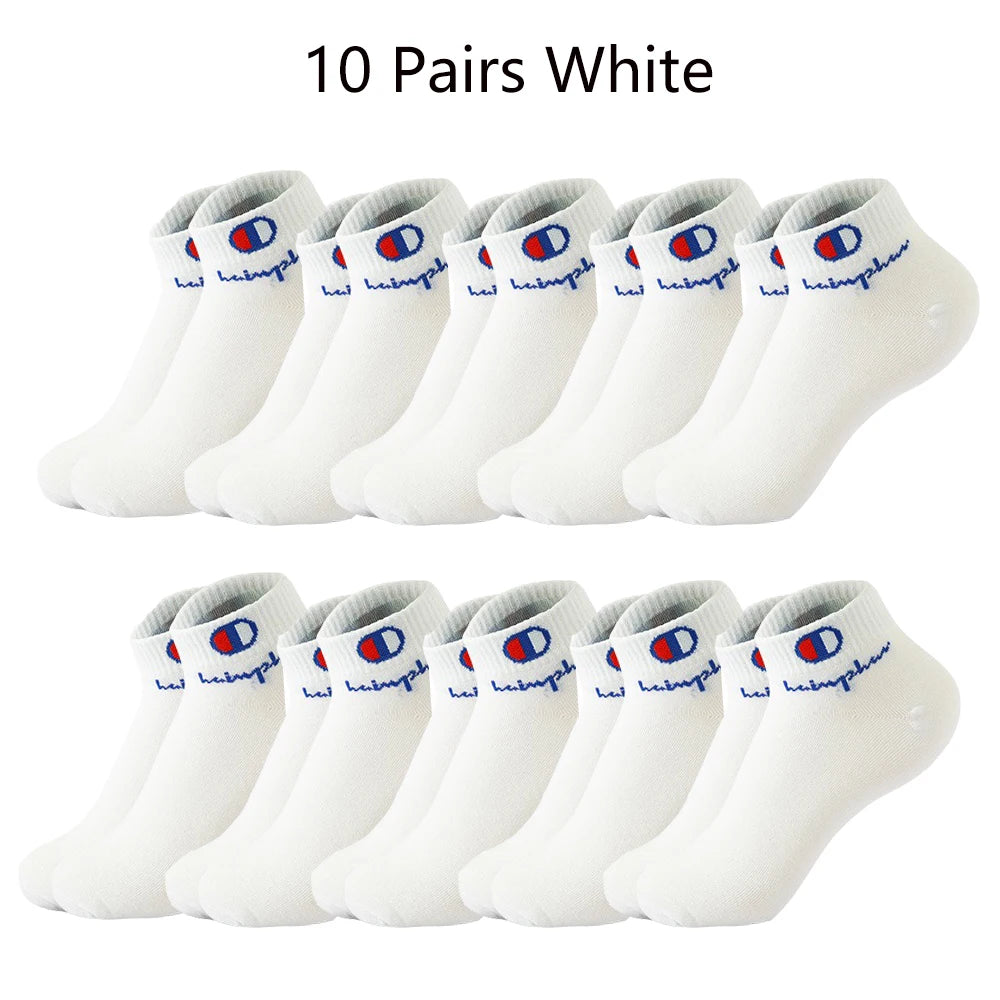 5/10/20 Paar Herren Knöchelsocken Baumwolle Klassische Markenmode Schwarz-Weiße Socken Atmungsaktive Mesh Sportsocken für den Sommer
