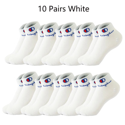 5/10/20 Paar Herren Knöchelsocken Baumwolle Klassische Markenmode Schwarz-Weiße Socken Atmungsaktive Mesh Sportsocken für den Sommer