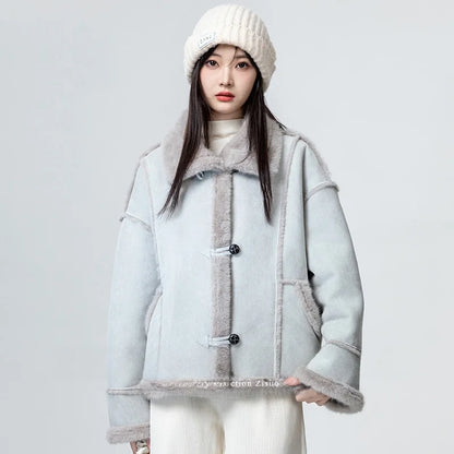 Women's Jacket Winter Sleek Warm Lined Inteated Fur Open Cardigan Top