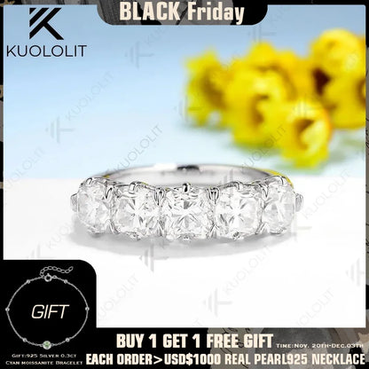 Kuololit 2.5CTW OMC Moissanite Rings for Women Solid 18K 14K 10K 925 Silver Yellow Gold Cushion Cut for Anniversary Engagement