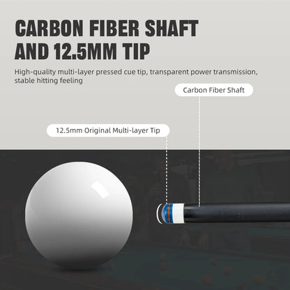 CRICAL CL-PRO Carbon Fiber Pool Cue Stick with 12.5mm Tip 3 * 8/8 Joint Pin  Low Deflection  for Professional 1/2 Billiard Cue