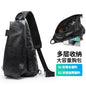 Men's USB Charging Crossbody Bag – Waterproof iPad Chest & Motorcycle Shoulder Bag