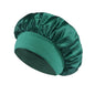 Damen Satin Haube Schlafhaube Haarpflege Seidenhaube Einfarbige breitkrempige Schlafhaube mit elastischem weichen Band