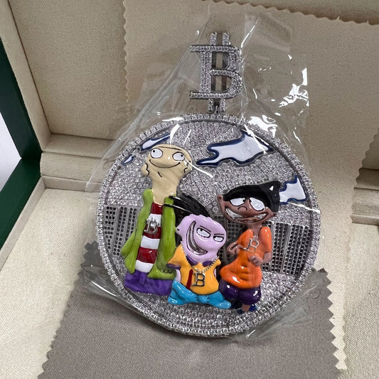 Hand Crafted Art Cartoon Trio Pendant Colored Enamel Silver Color CZ Necklace Jewelry