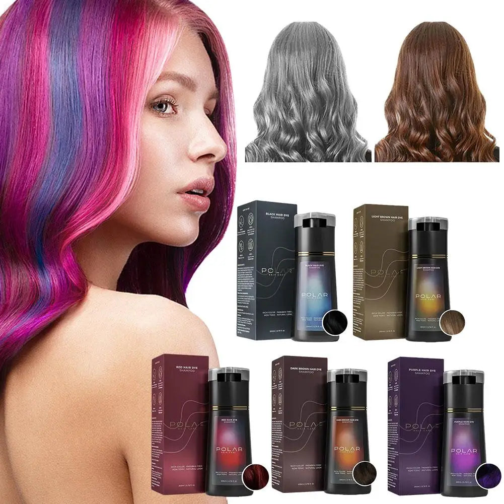 Haarfärbe-Shampoo 3-in-1 Instant Haarfärbe-Shampoo pflegend langanhaltende Farbe für Frauen & Männer Grauhaarabdeckung 200 ml