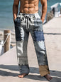 2025 Summer New Men's Casual Pants 3D Retro Shabby Print Beach Pants 100% Polyester Fiber Lightweight Stretch Cord Sweatpants