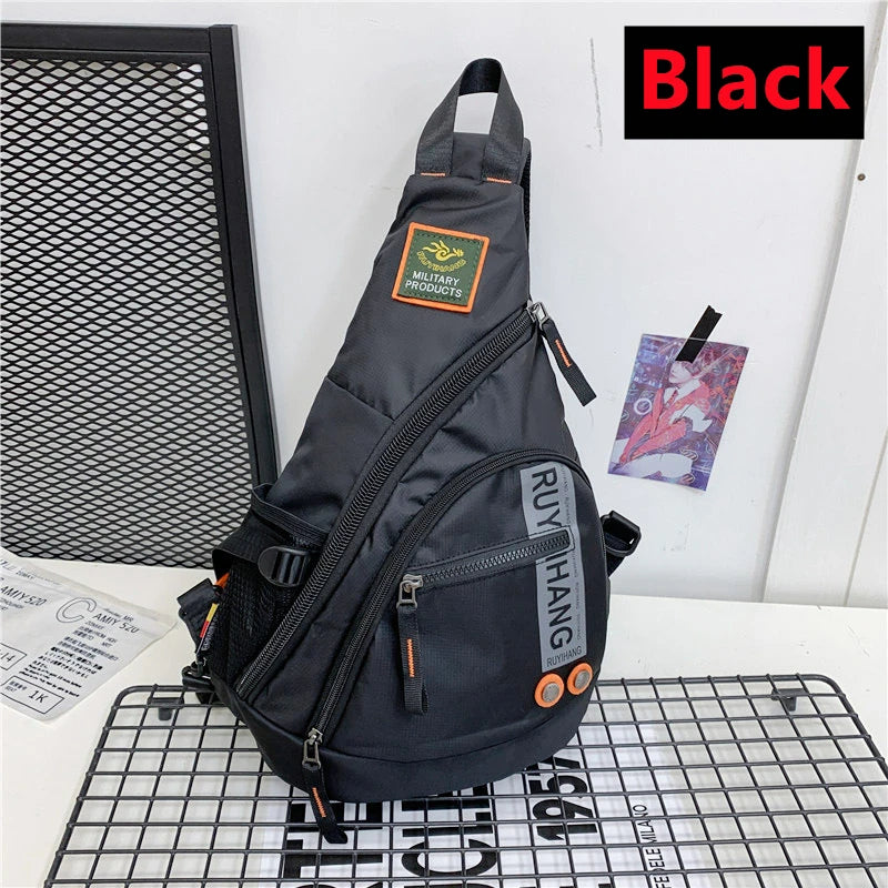 Neue Herren Umhängetaschen Reise Crossbody Bags Herren Militär Brusttasche für Schulausflug Wasserdichte Nylon Messenger Bag Schwarz Grün