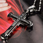 2024 New Male Crystal Cross Jesus Pendant Gold/Black/Blue Color Zirconia Cross Pendant Necklace Stainless Steel Jewelry