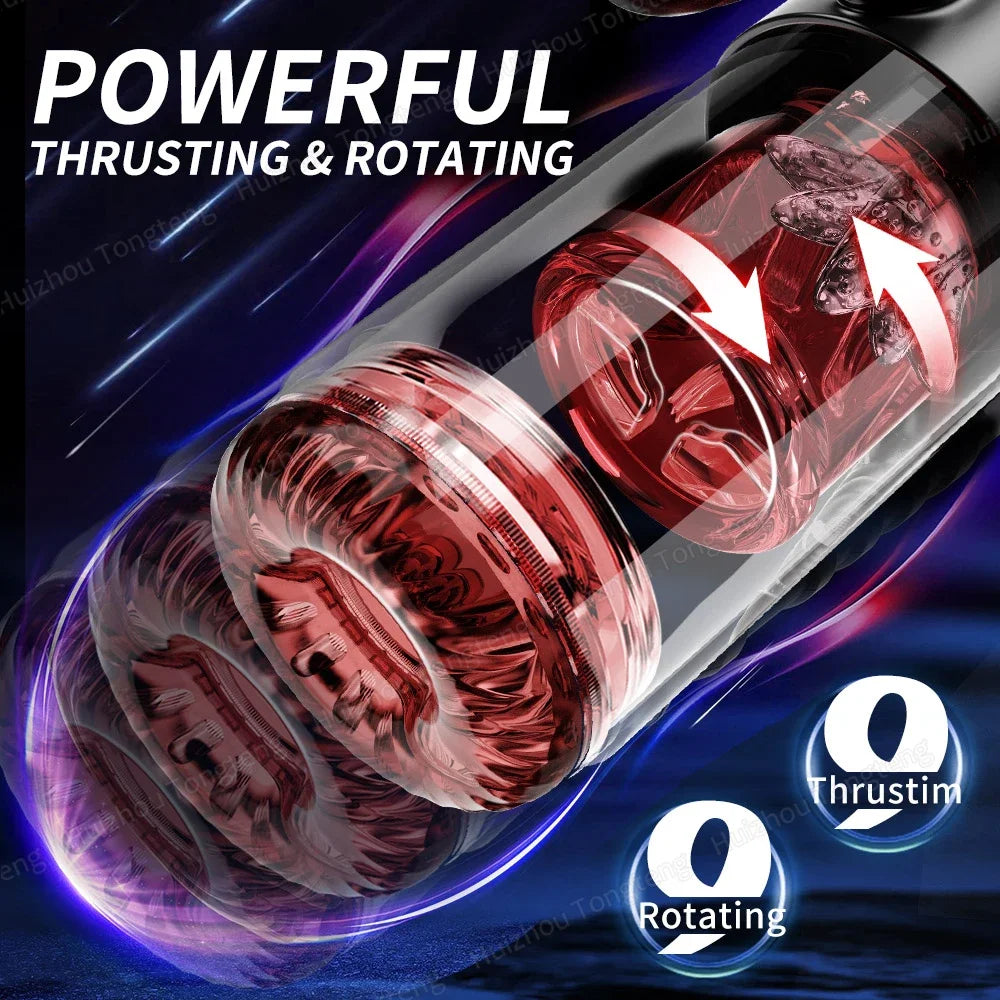 Product with red interior and 'Q Thrustim' branding on a dark background