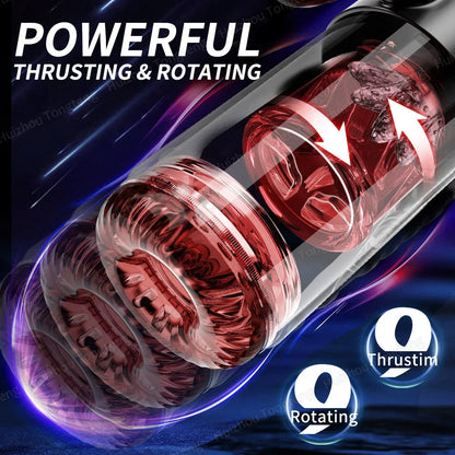 Product with red interior and 'Q Thrustim' branding on a dark background