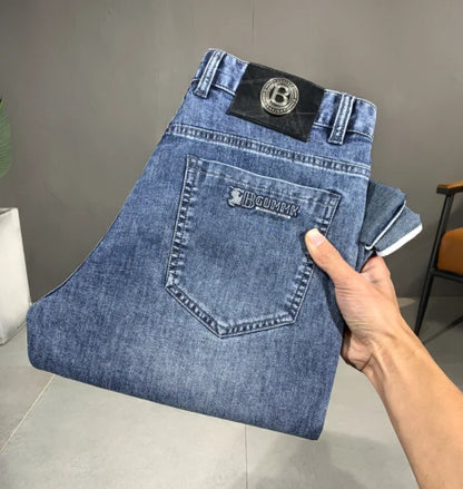 Brand Men's Straight-leg Jeans High-quality Light Luxury Embroidered Casual Versatile Fashion Slimming Smooth Silhouette Style