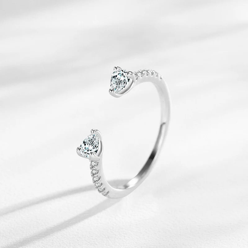 Ailmay Solide 925 Sterling Silber Wassertropfen Form Funkelnder Zirkonia Verstellbarer Fingerring für Frauen Mädchen Geburtstagsfeier Schmuck Geschenk