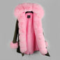 MAOMAOKONG Brand Long Winter Jacket Women Outwear Thick Parkas Natural Real Fox Fur Collar Coat Hooded Pink Female Clothing