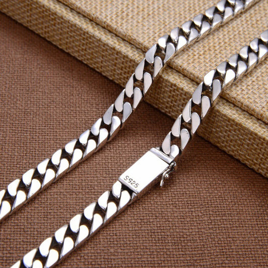S925 Sterling Silver 10MM Wide Miami Fine Necklace Cuban Curb Chain