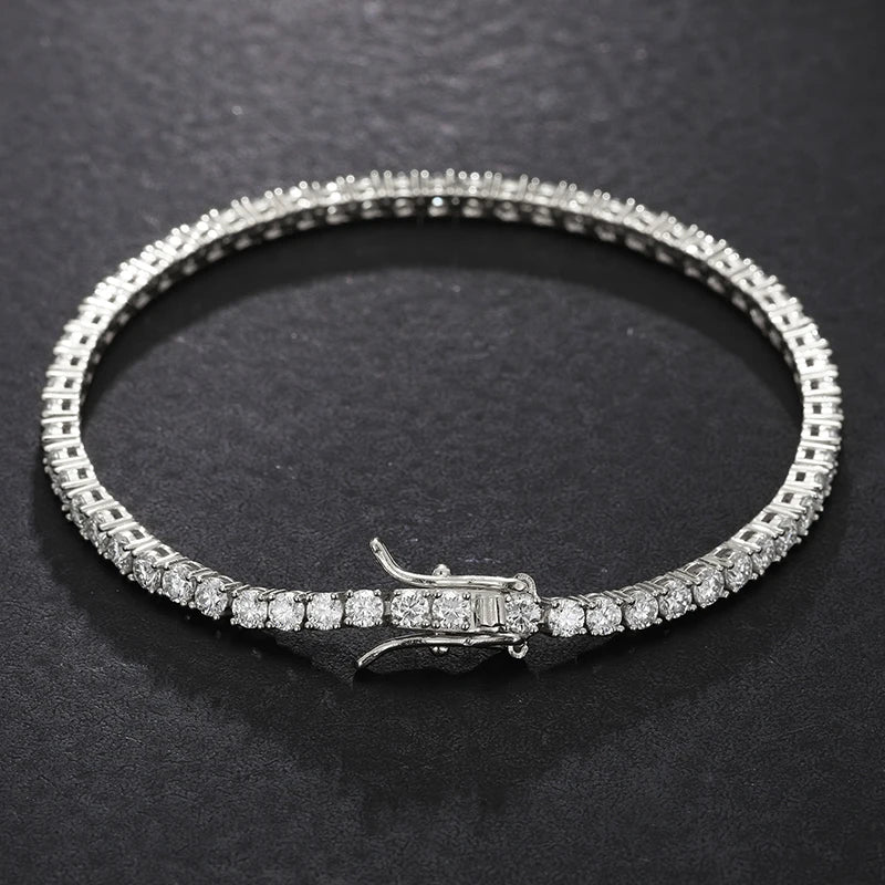 TUHE Unisex Moissanit Tennis S925 Halskette VVS1 Moissanit Tenniskette S925 Silber für Herren Damen Geschenk Besteht Diamanttest