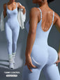 Einteiliger nahtloser Sport-Yoga-Jumpsuit, sexy rückenfreier Bodycon-Trainingsanzug für Damen, Outfit, Fitnessstudio-Set, Sportbekleidung, Trainingsanzug