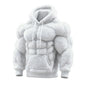 Men's Fashion Flannel Hoodie Pullover Abdominal Muscle Design Sportswear Autumn Winter Casual Long Sleeve Hooded Sweatshirt