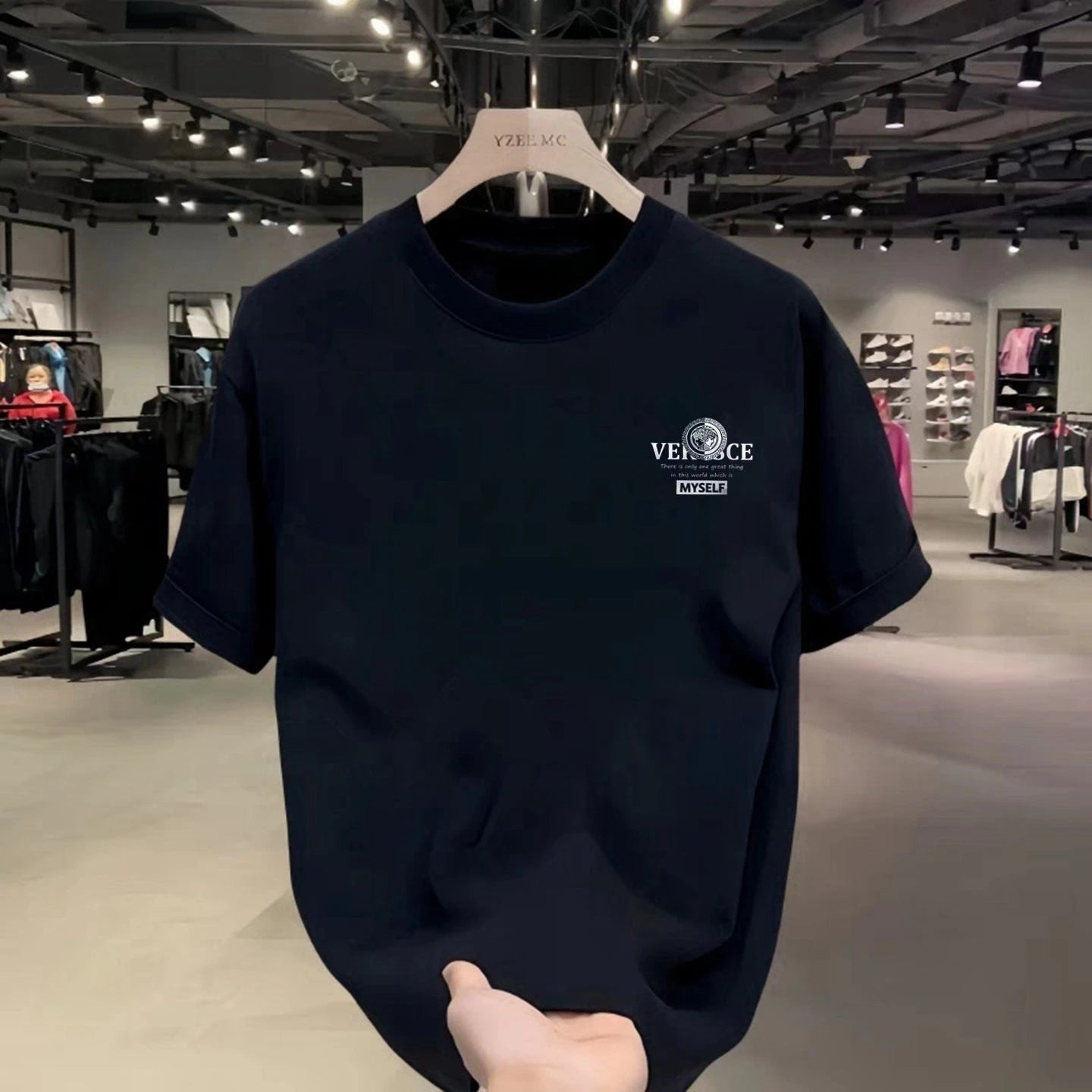 Bedrucktes Hemd Sommer High-End Light Luxury Herren und Damen Seide Baumwolle Kurzarm T-Shirt Trendige Hemden