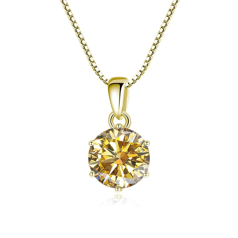 JoyceJelly 1 CT Real Moissanite Pendant Necklace For Women Royal Blue Color Moissanite 925 Sterling Silver Wedding Fine Jewelry