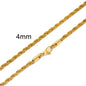 Ropes Long Necklace for Men Women,Stainless Steel Gold Color Twisted Rope Chain Collar,2/3/4/5mm Punk Basic Waterproof Jewelry
